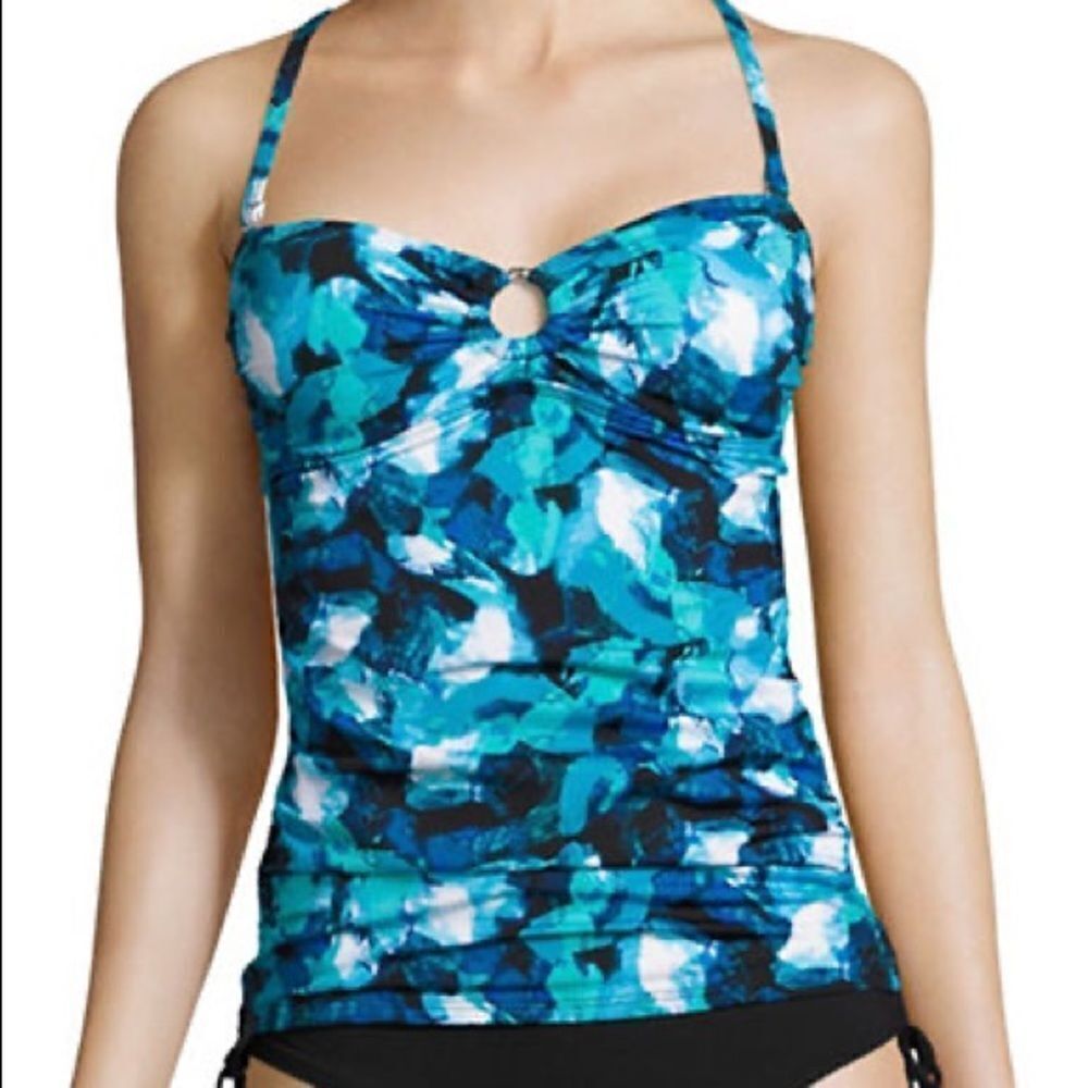 Calvin Klein Abstract Print O-ring Bandini Swim Top
